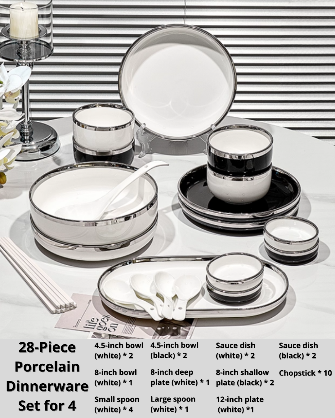 Elegant Porcelain Dinnerware Set for Everyday Cooking & Gatherings