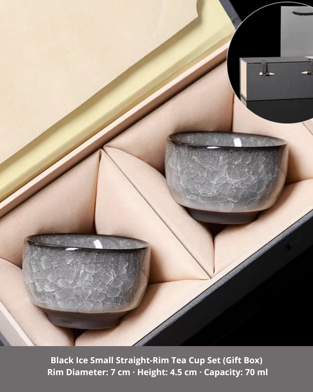 Black Ice Blossom Ceramic Tea Cup for Mindful Daily Rituals