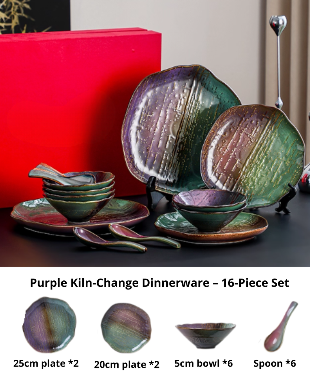 Color Kiln Transformation Porcelain Dinnerware Gift Set – Artistic & Durable