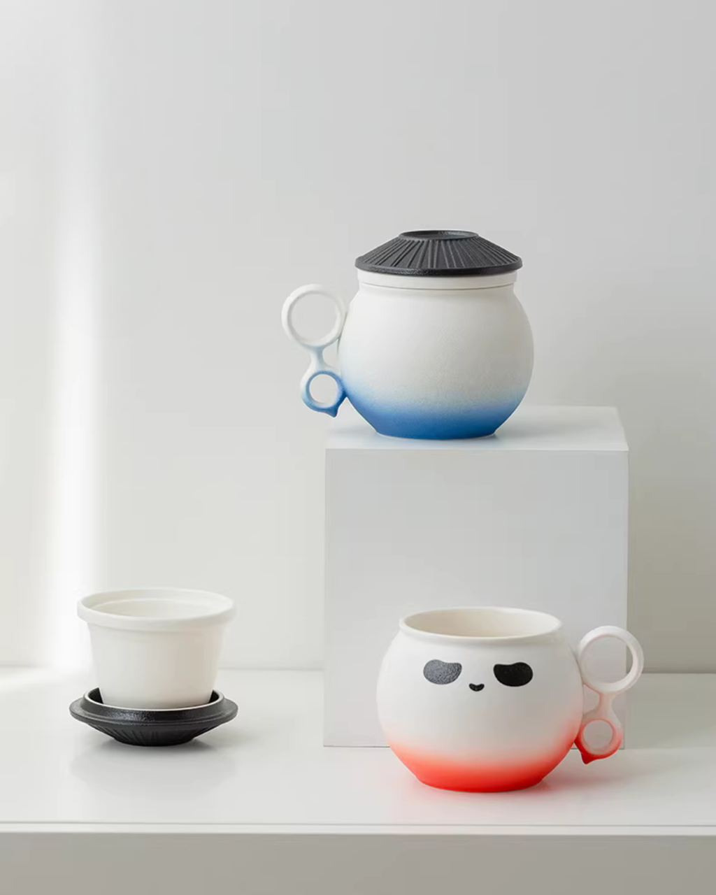 Panda Hero Minimalist Ceramic Tea Infuser Cup for Calm Daily Moments