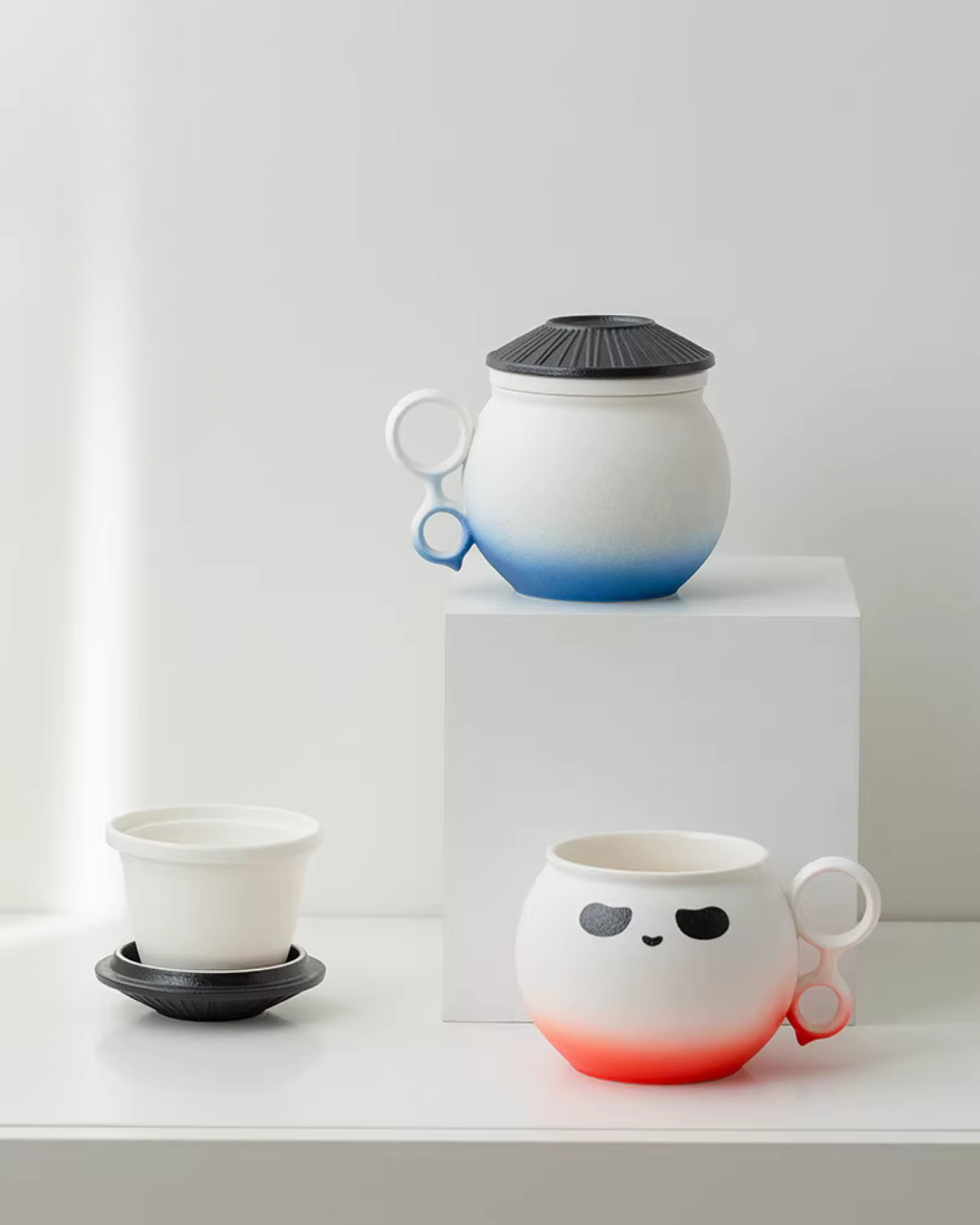 Panda Hero Minimalist Ceramic Tea Infuser Cup for Calm Daily Moments
