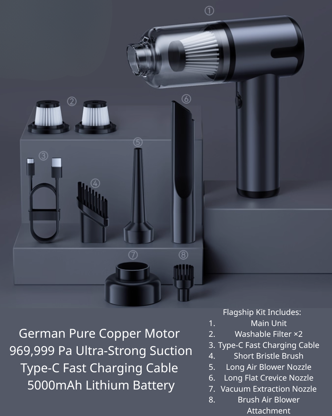 Compact 4-in-1 Multi-Function Vacuum Cleaner with Strong Suction