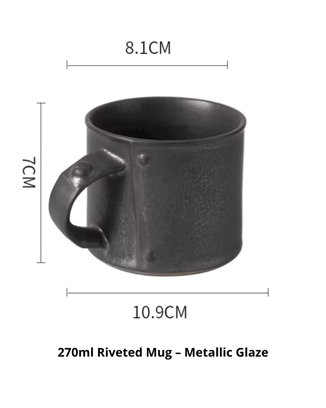 Vintage Rivet Handle Ceramic Mug for Everyday Coffee & Tea