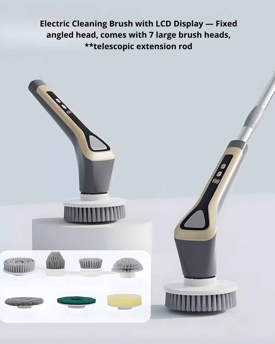 Multifunctional Electric Cleaning Brush with Adjustable Handle & Multi-Brush