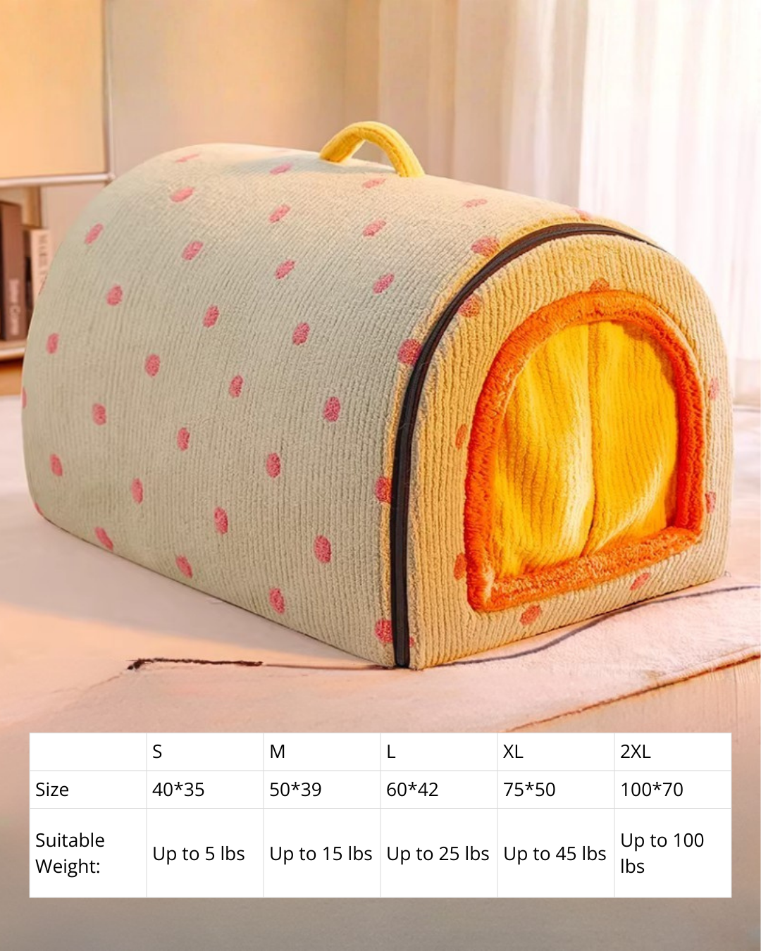Heated Pet House Bed – 55°C Warmth, Soft Arctic Velvet, Anti-Slip