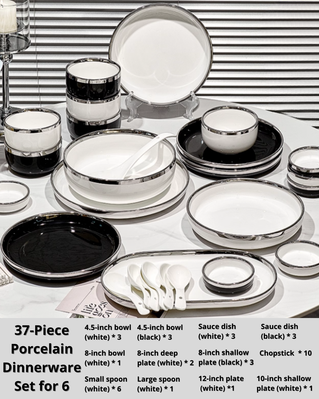 Elegant Porcelain Dinnerware Set for Everyday Cooking & Gatherings