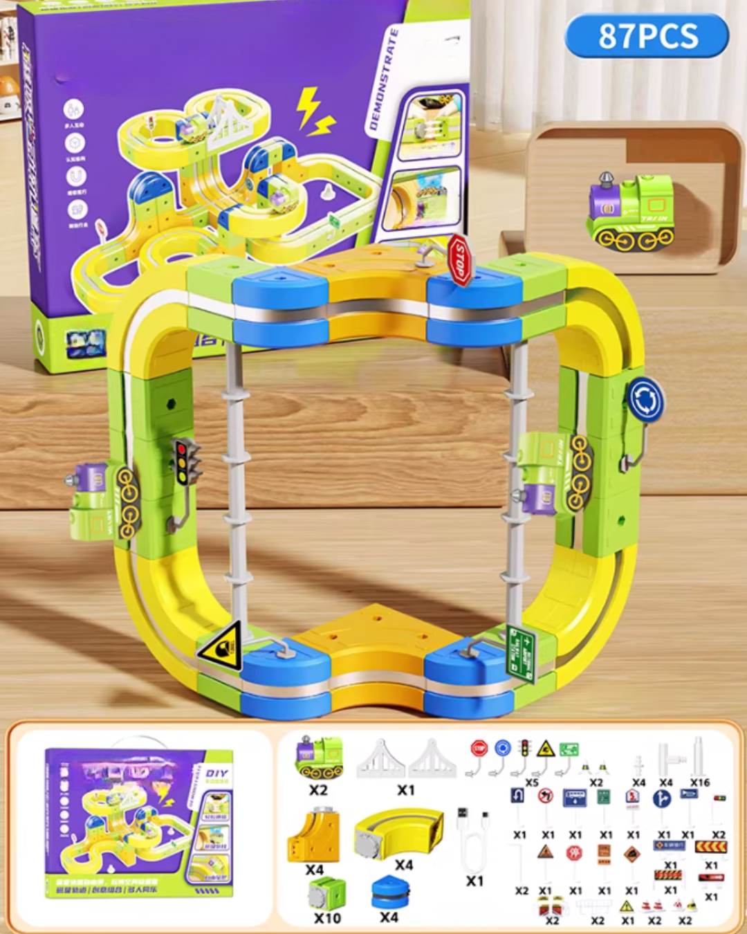 Magnetic Track Car Building Set with Upside-Down Driving