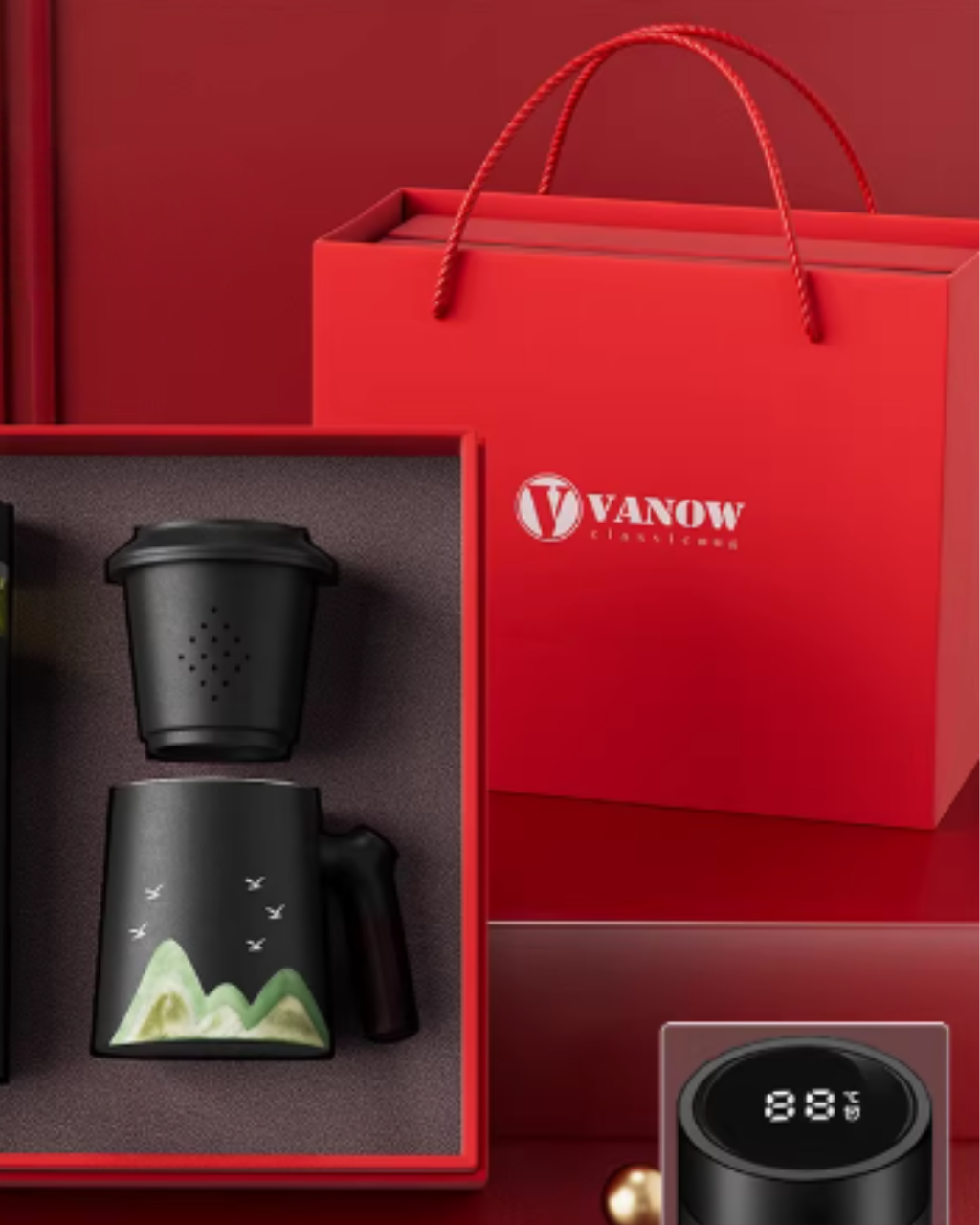 Smart Tea Infuser Thermos Gift Set with Temperature Display （Optional custom engraving）