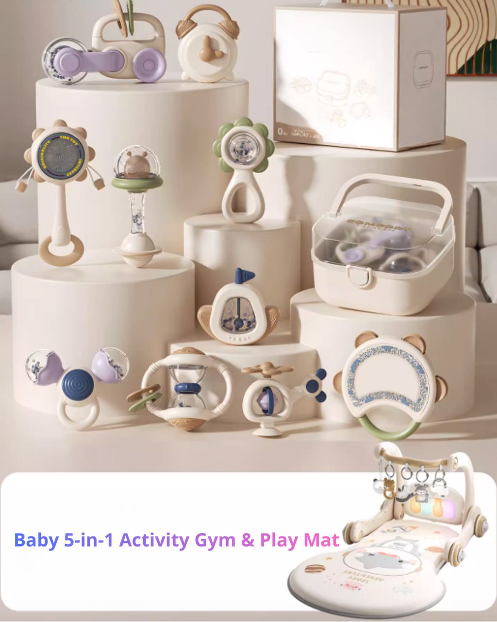 10-Piece Baby Rattle & Teether Set – Safe, Sensory & Teething Relief