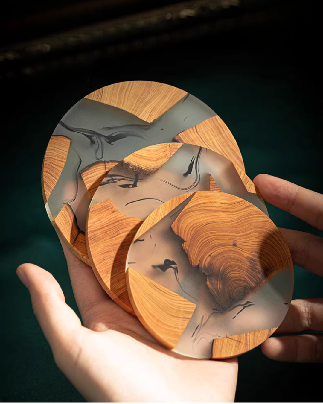 Elegant Resin and Wood Coasters for Coffee, Tea & Everyday Use