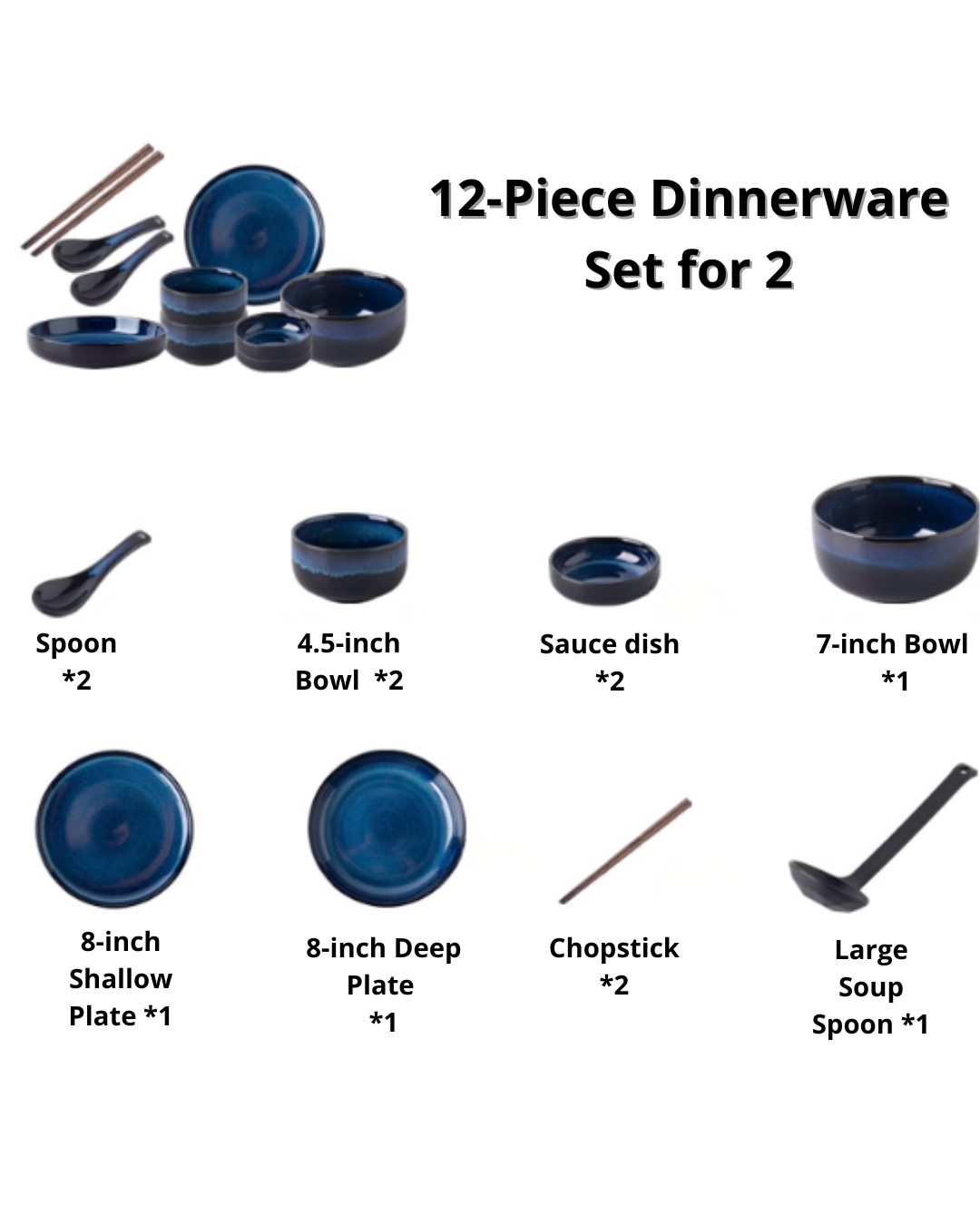 Artisan Nordic Starry Sky Dinnerware Set – Unique Blue Tableware