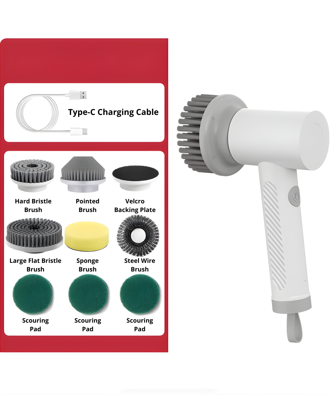Multifunctional Electric Cleaning Brush with 9 Brush Heads & Waterproof