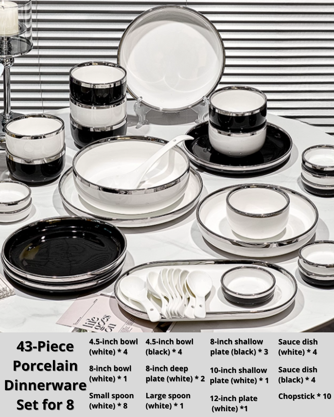 Elegant Porcelain Dinnerware Set for Everyday Cooking & Gatherings