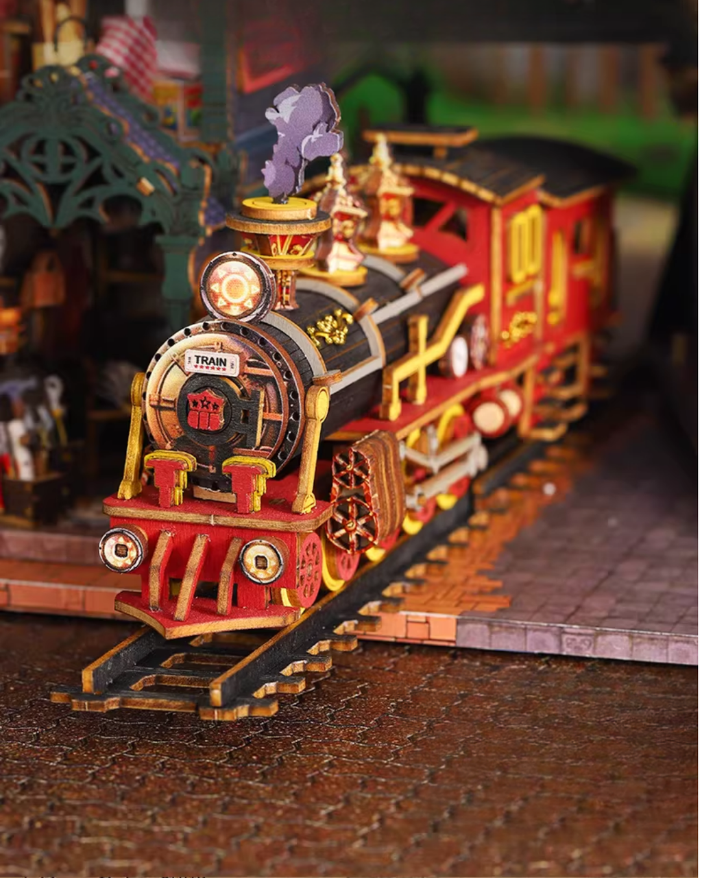 Steampunk DIY Miniature House with Rail Track & LED Lighting