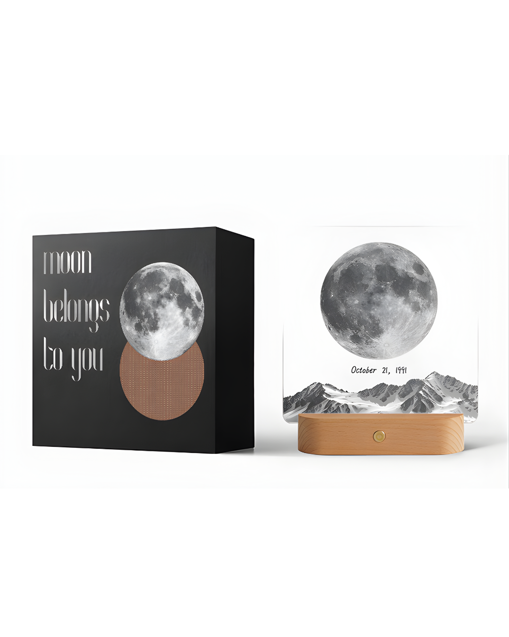 Personalized Illuminated Moon Phase Frame – Custom Name & Date Gift for Couples, Family & Friends