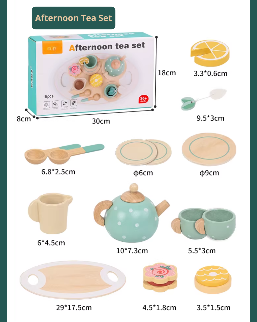 Nordic Wooden Pretend Kitchen & Tea Set for Toddlers – Role Play Toy