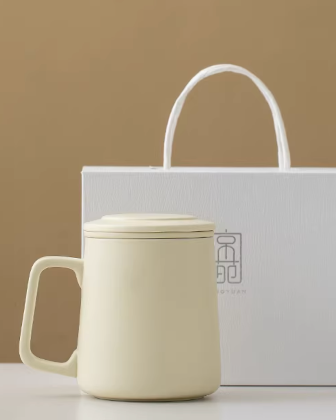 Elegant Porcelain Tea Infuser Mug for Daily Rituals & Home Office