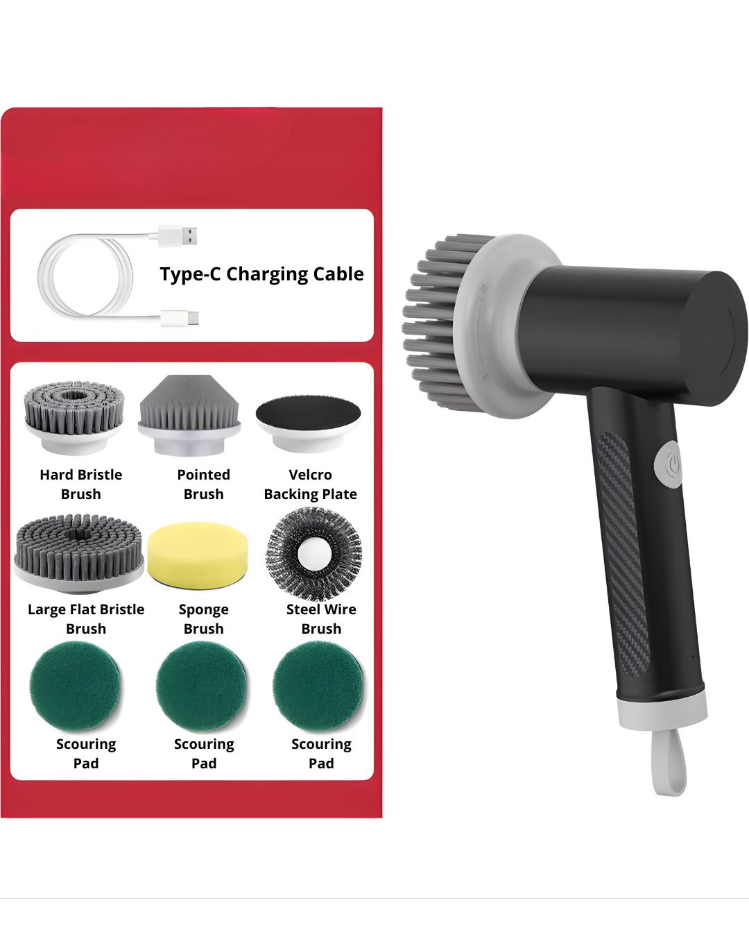 Multifunctional Electric Cleaning Brush with 9 Brush Heads & Waterproof