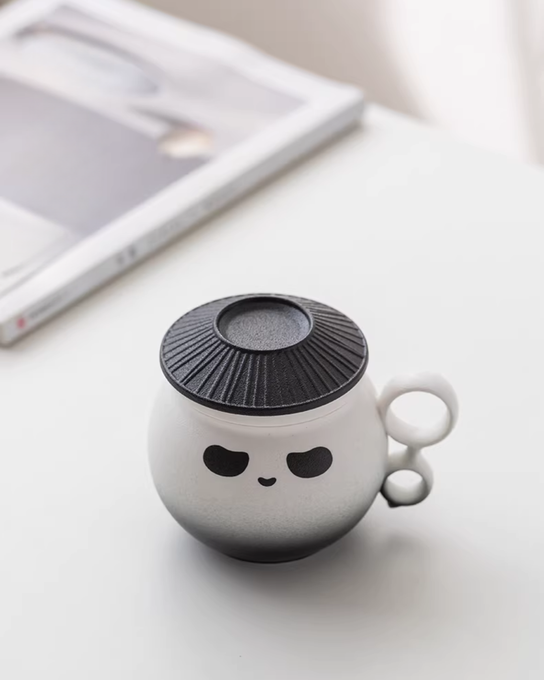Panda Hero Minimalist Ceramic Tea Infuser Cup for Calm Daily Moments
