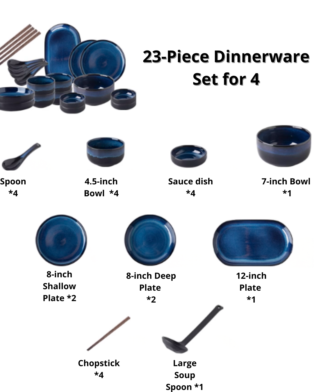 Artisan Nordic Starry Sky Dinnerware Set – Unique Blue Tableware