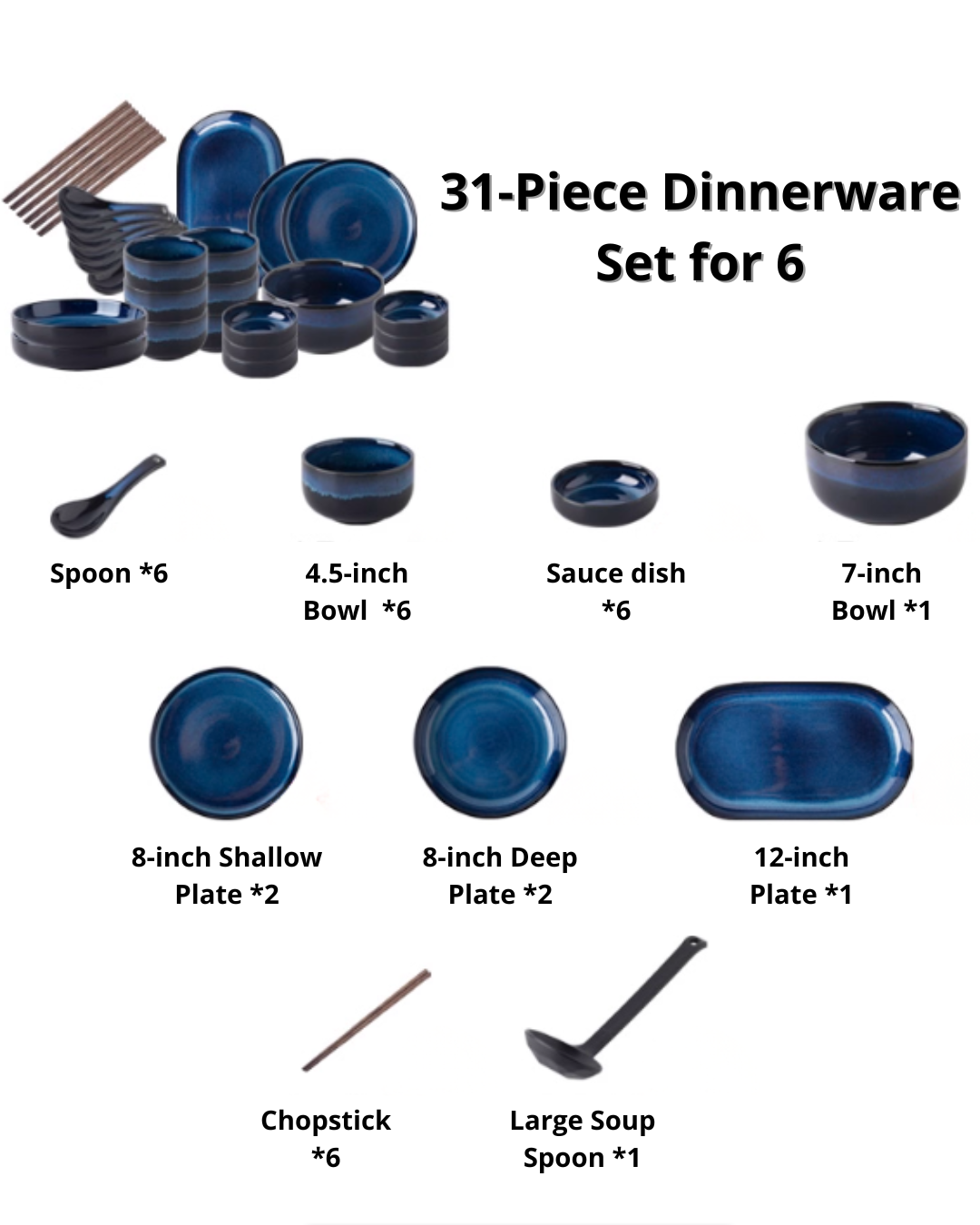 Artisan Nordic Starry Sky Dinnerware Set – Unique Blue Tableware