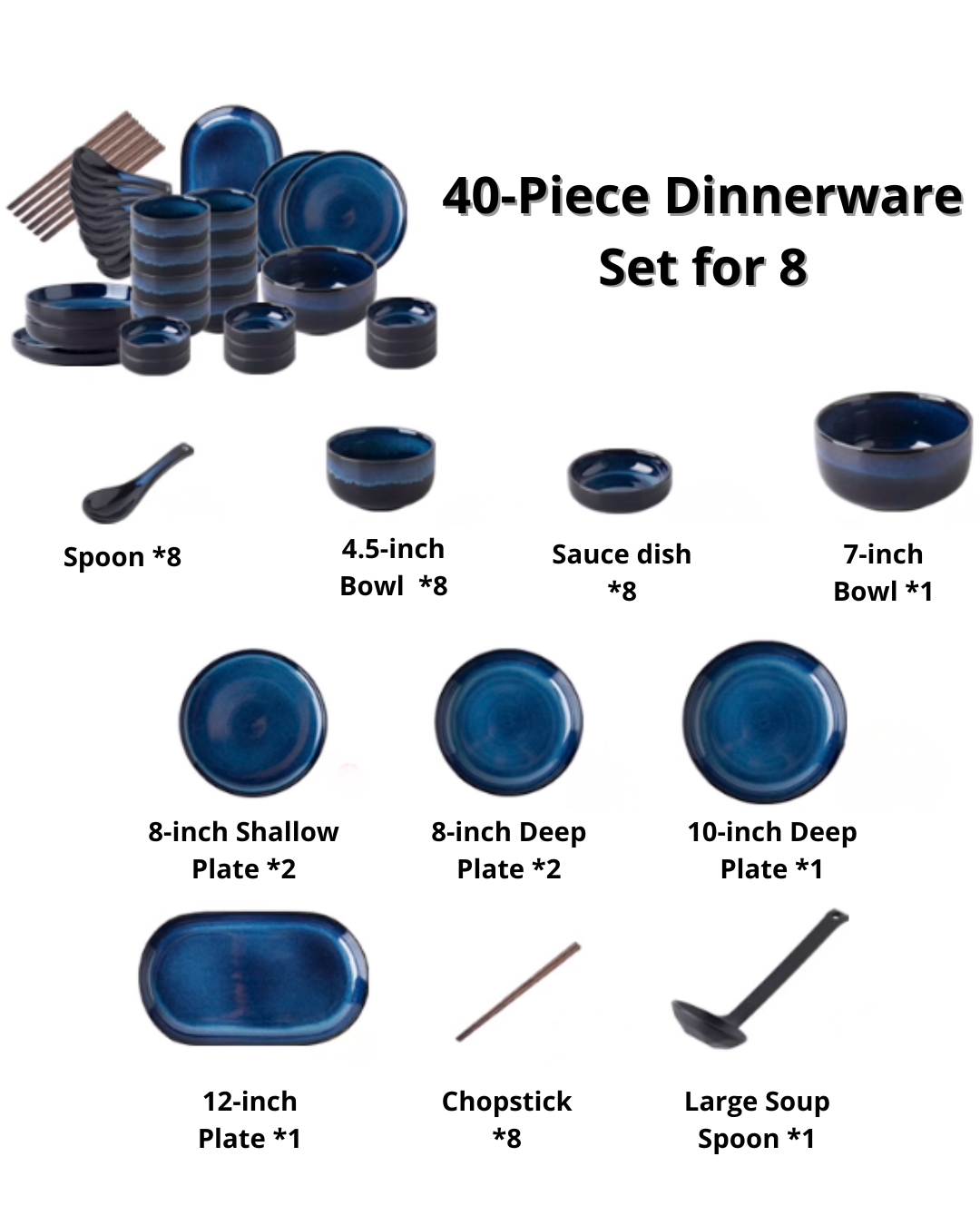 Artisan Nordic Starry Sky Dinnerware Set – Unique Blue Tableware