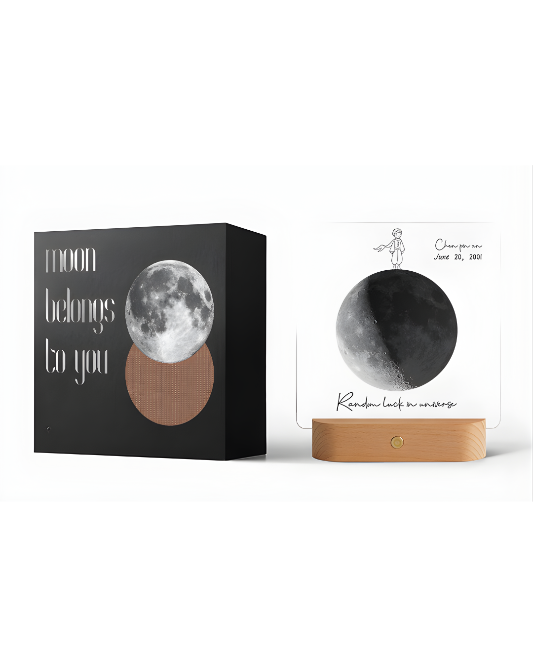 Personalized Illuminated Moon Phase Frame – Custom Name & Date Gift for Couples, Family & Friends