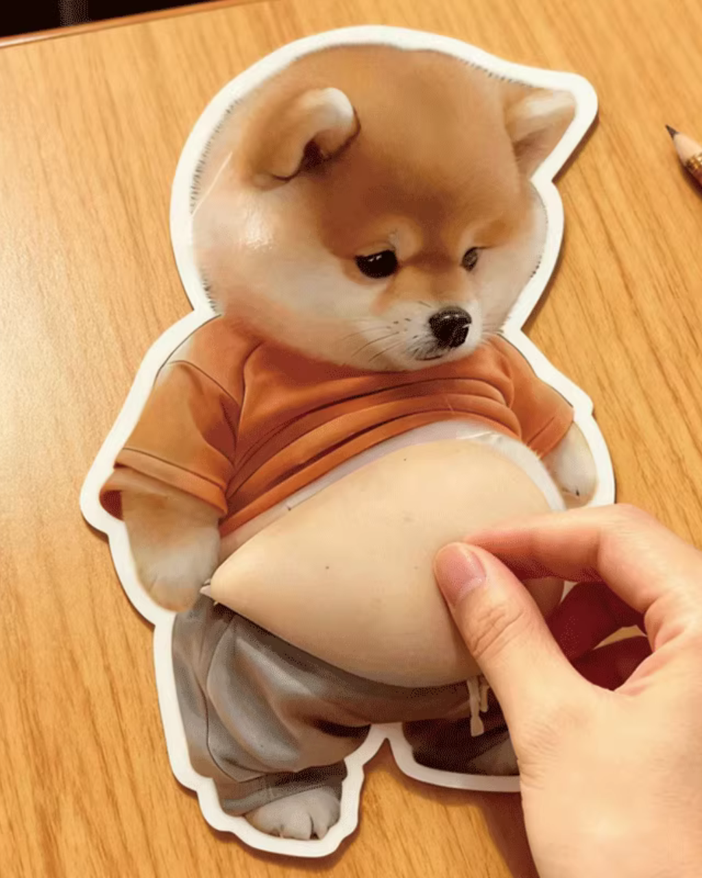 3D Shiba Inu Big Belly Sticker – Fidget & Anti-Collision Home Accent