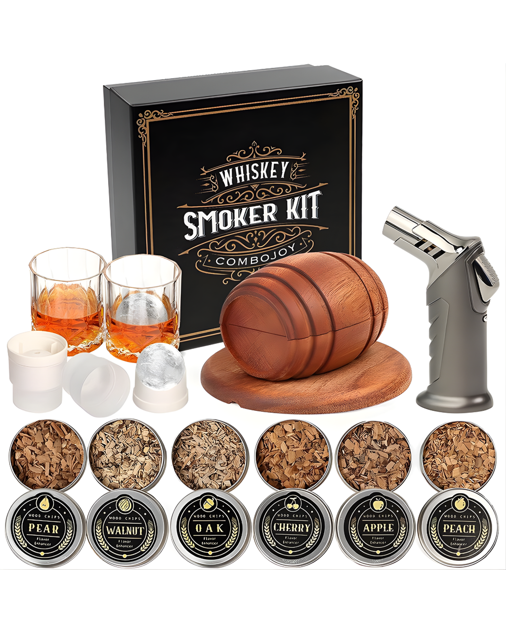 Premium Whiskey Smoker Kit for Home Cocktails & Bourbon Infusion