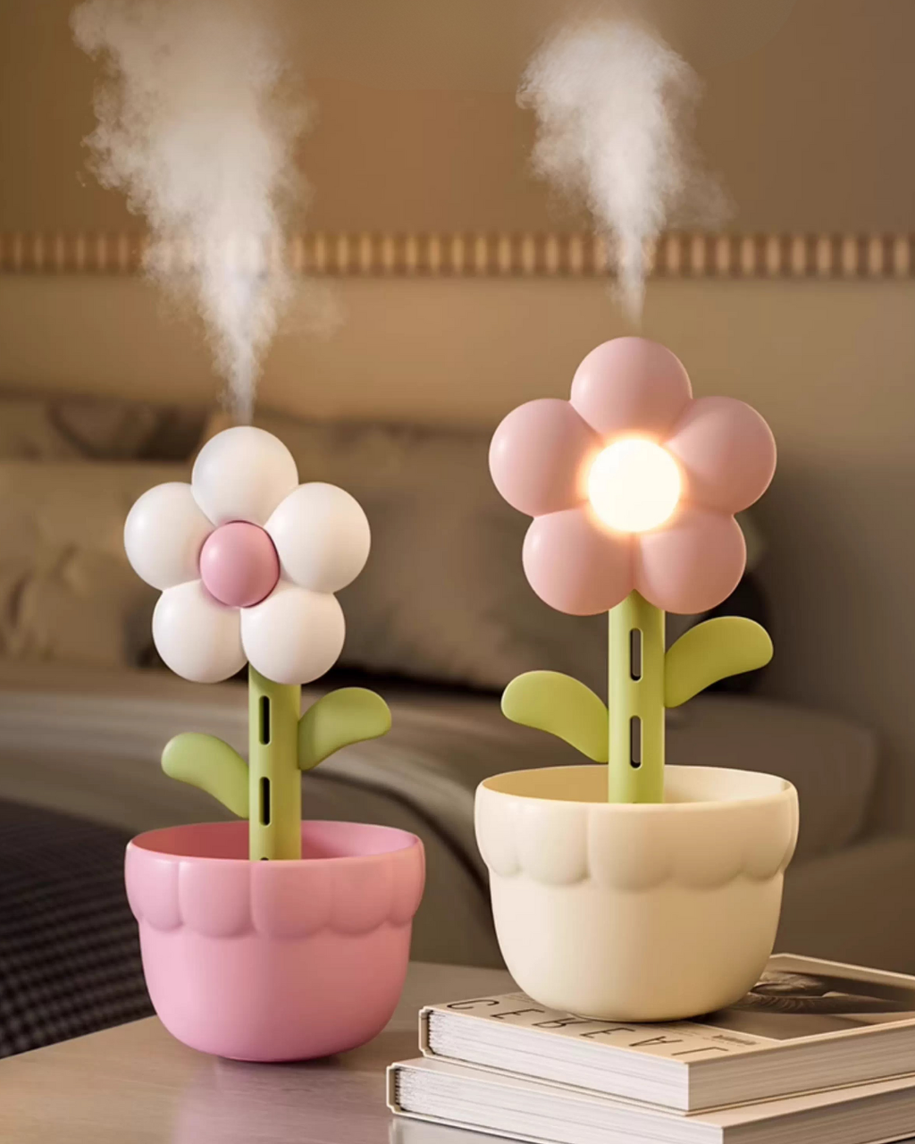 Flower Air Purifier & Humidifier with Quiet Mist and Ambient Light