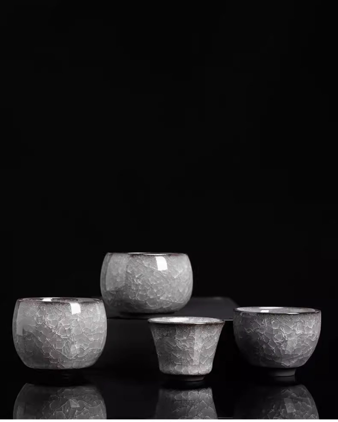 Black Ice Blossom Ceramic Tea Cup for Mindful Daily Rituals