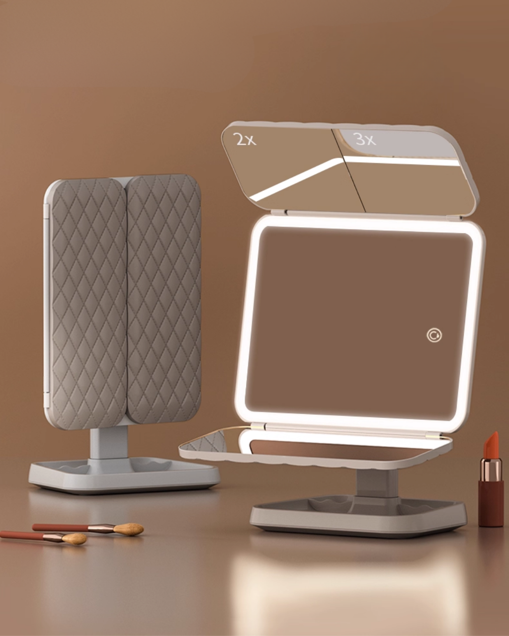 LED Makeup Mirror – 4K HD, Adjustable Lighting & Foldable Design