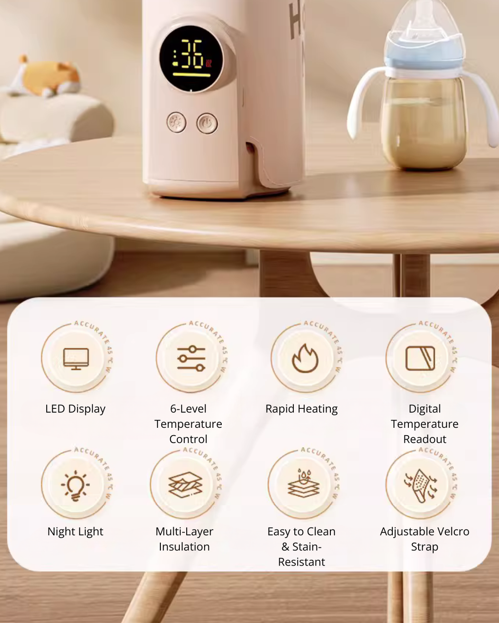 Wireless Portable Baby Bottle Warmer – Adjustable Temperature & USB