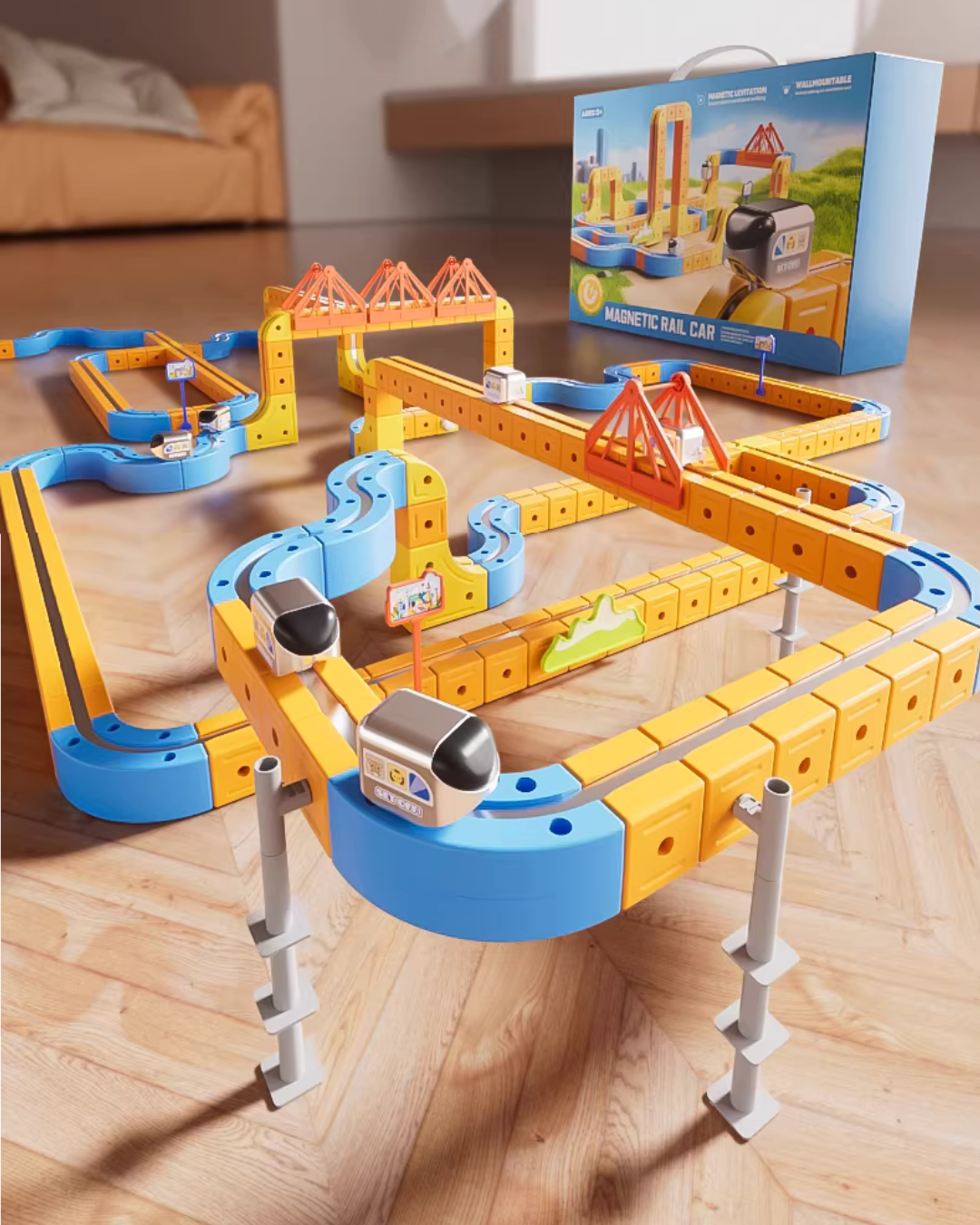 Magnetic Track Car Building Set with Upside-Down Driving