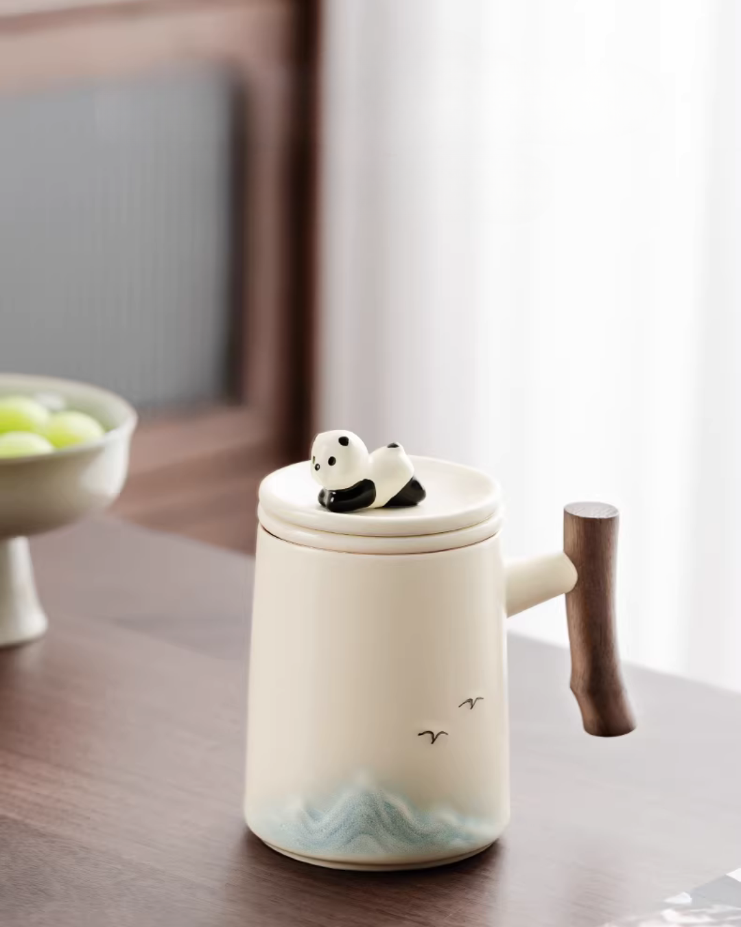 Panda Landscape Tea Mug with 3D Lid & Built-in Tea Infuser – 500ml