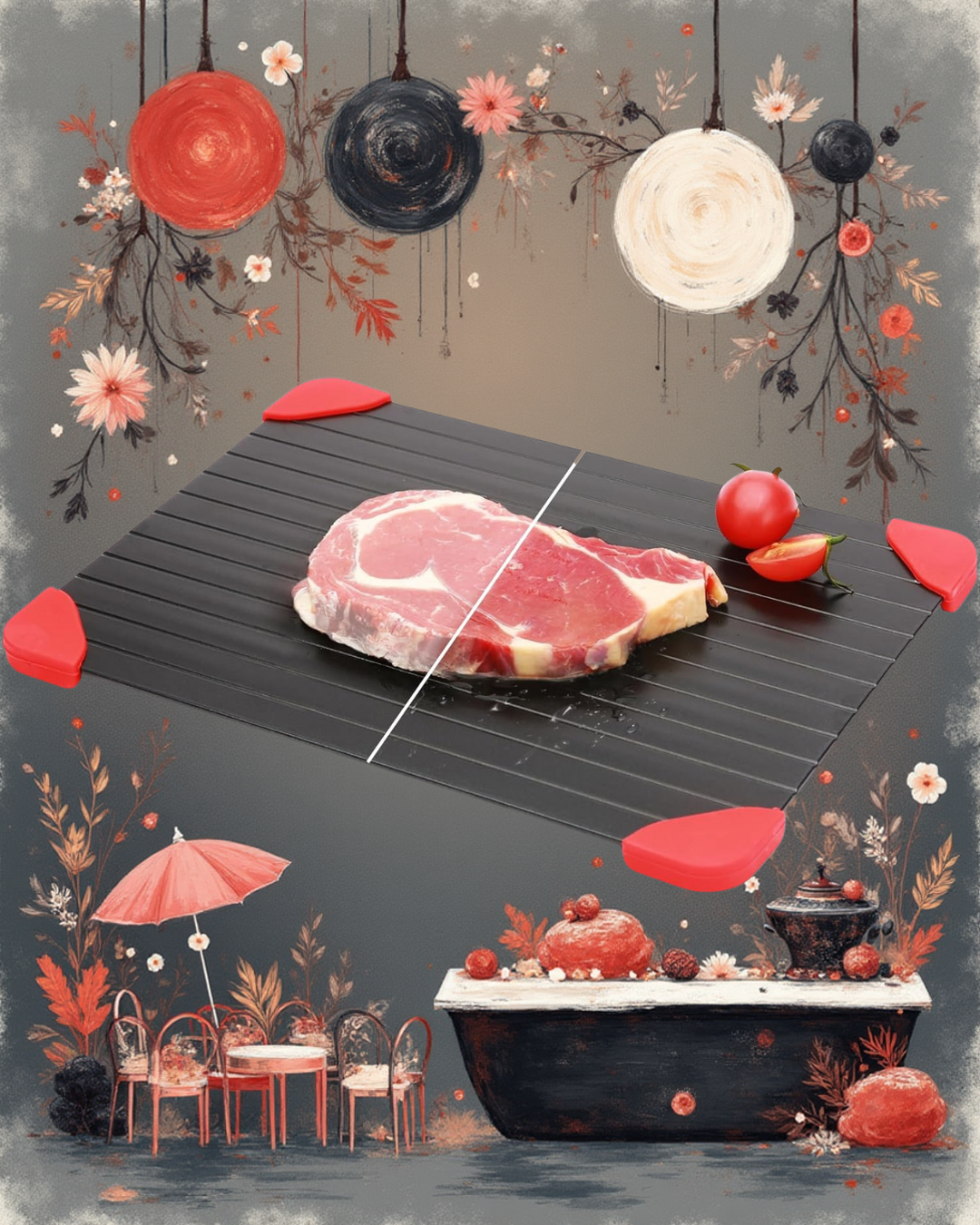 Rapid Thawing Aluminum Tray – Easy, Electricity-Free Food Defrost