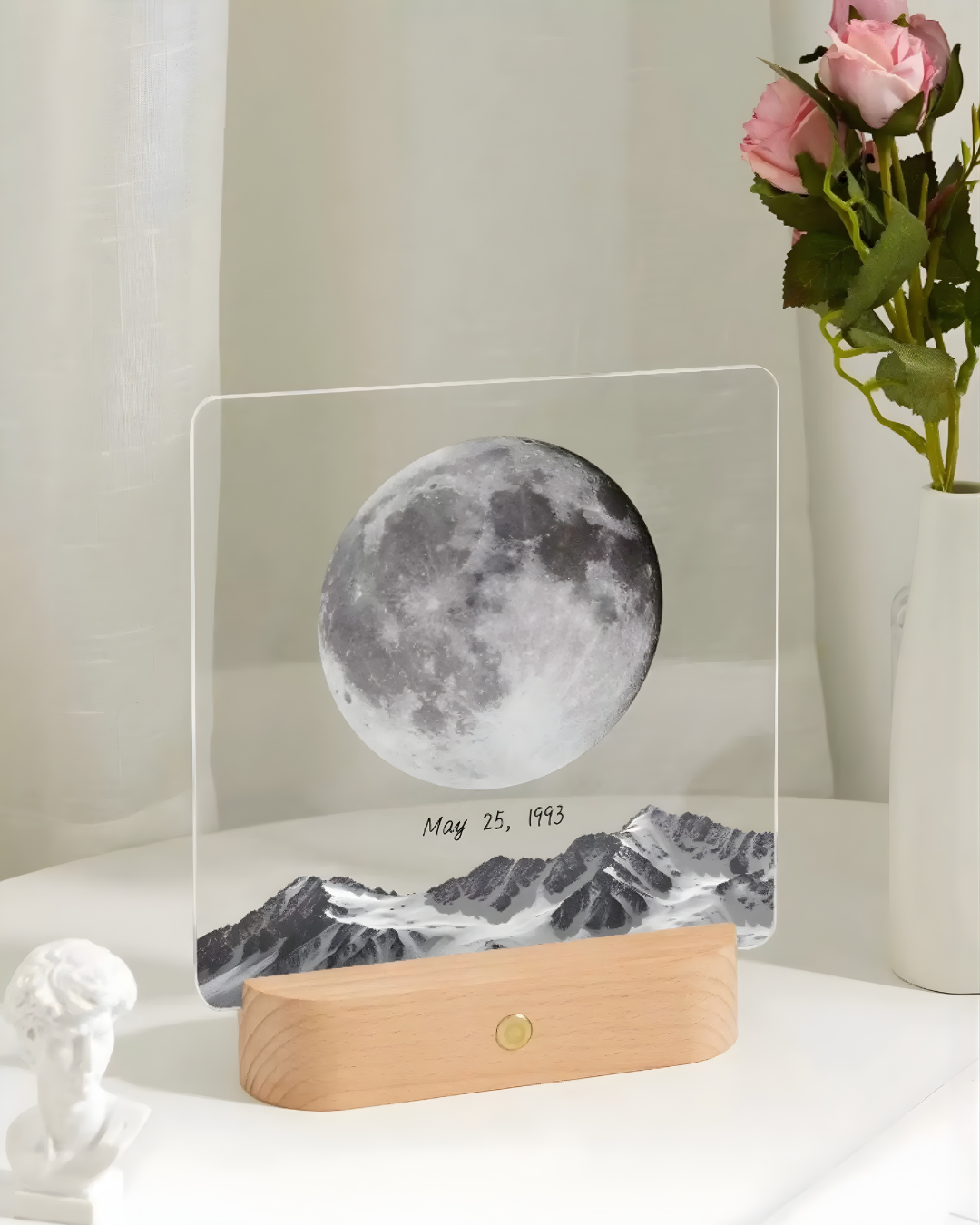 Personalized Illuminated Moon Phase Frame – Custom Name & Date Gift for Couples, Family & Friends