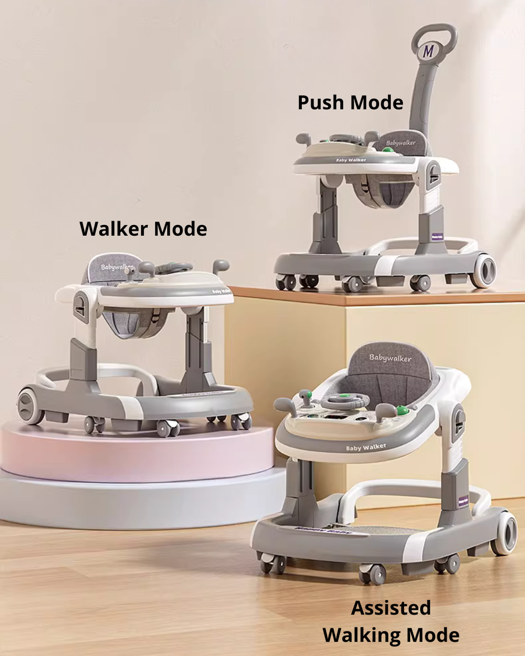 4-in-1 Baby Walker with Music & Lights Activity Tray – 6 Months+