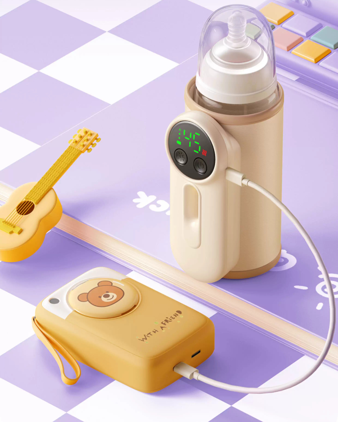 Wireless Baby Milk Warmer – 6 Temperature Levels, Travel Friendly