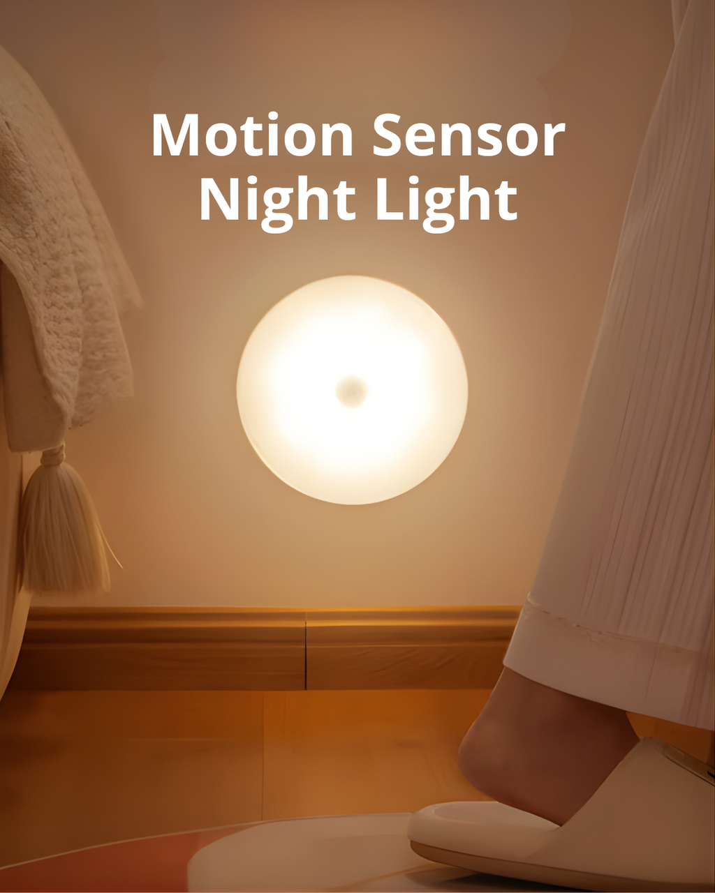 Smart Human Motion Sensor Night Light – Warm LED, Rechargeable