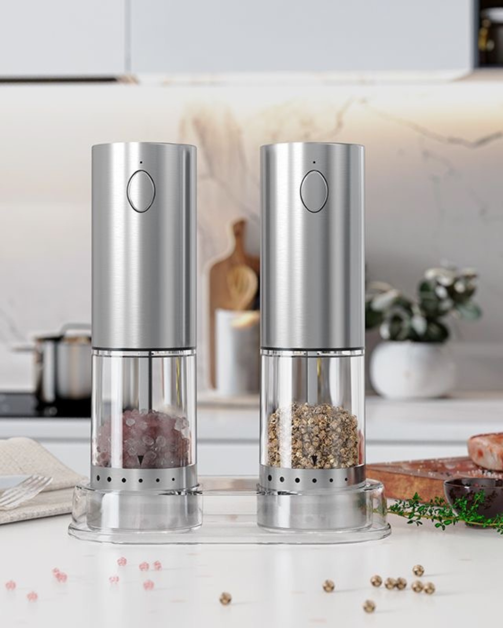 Rechargeable Salt & Pepper Grinder Set – Effortless Daily Seasoning