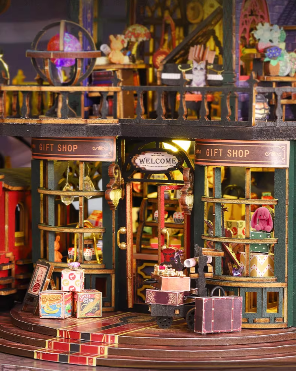 Steampunk DIY Miniature House with Rail Track & LED Lighting