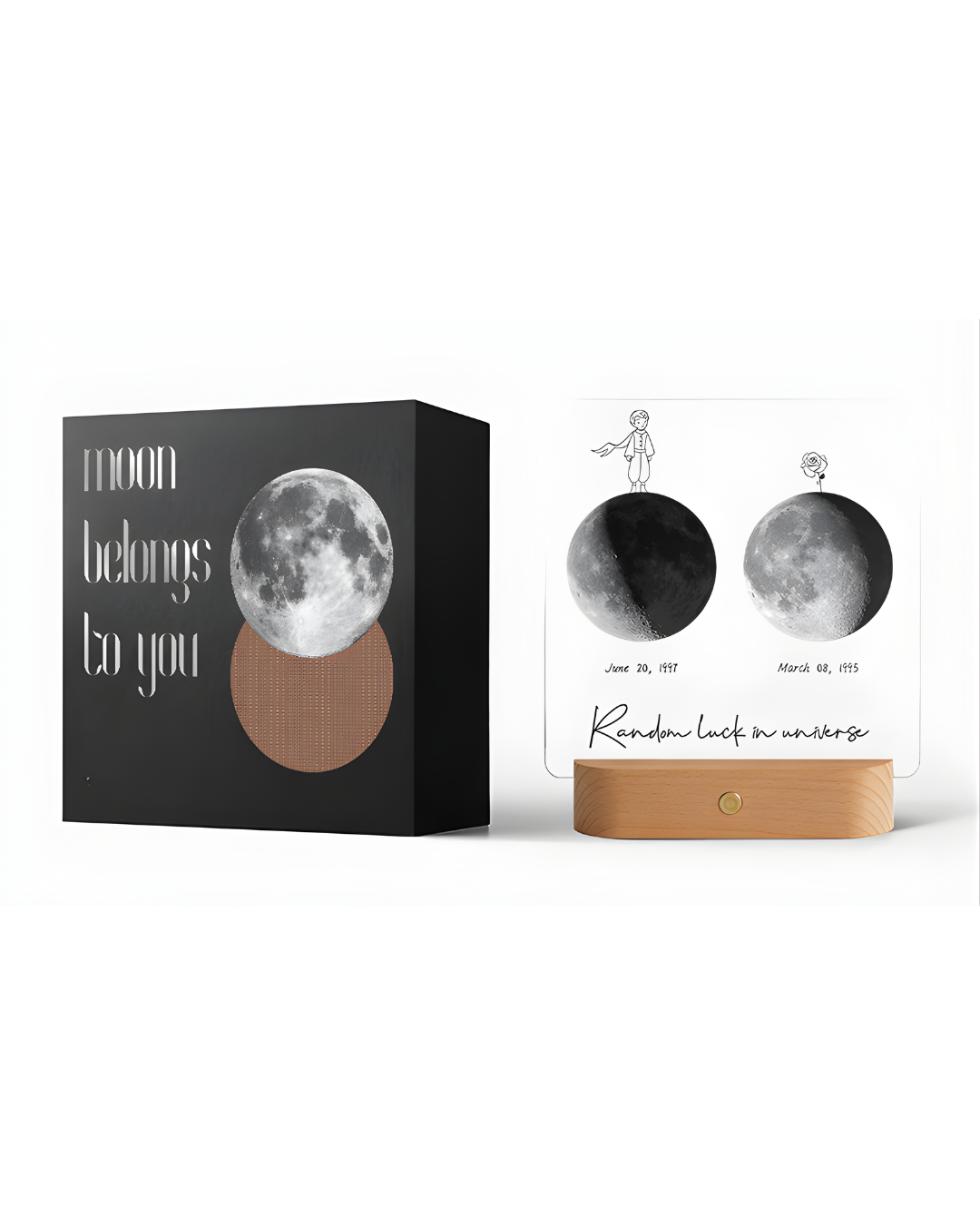 Personalized Illuminated Moon Phase Frame – Custom Name & Date Gift for Couples, Family & Friends