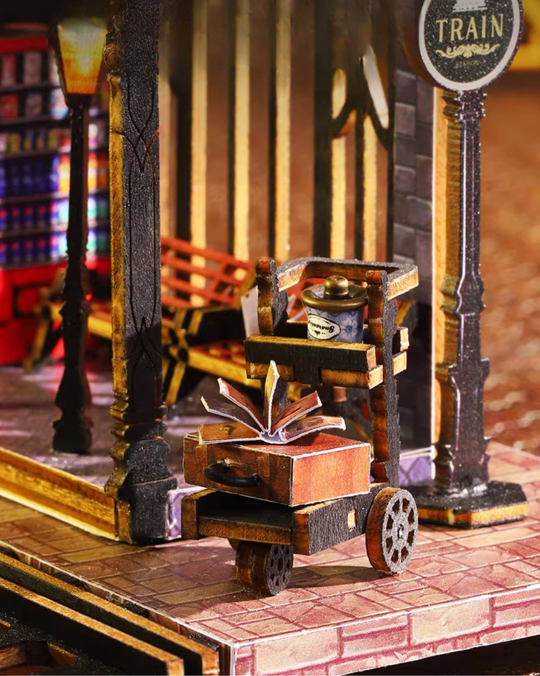 Steampunk DIY Miniature House with Rail Track & LED Lighting