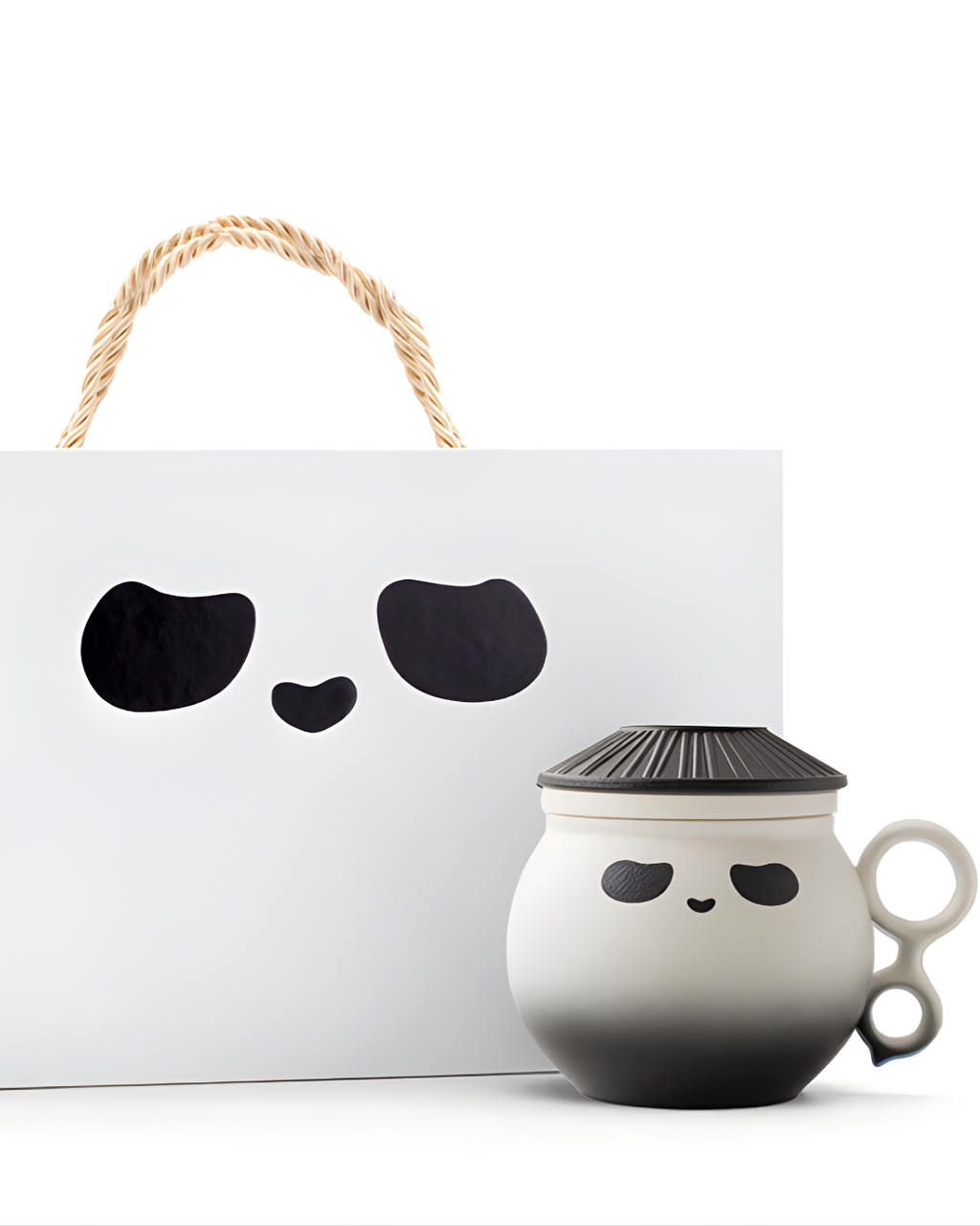 Panda Hero Minimalist Ceramic Tea Infuser Cup for Calm Daily Moments