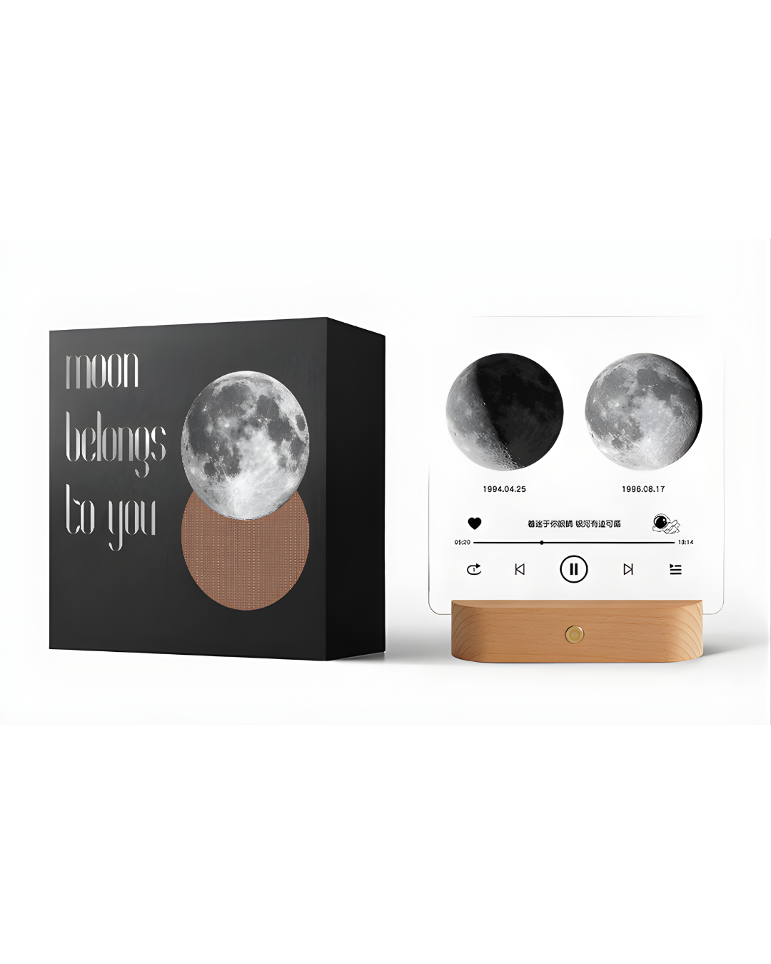 Personalized Illuminated Moon Phase Frame – Custom Name & Date Gift for Couples, Family & Friends