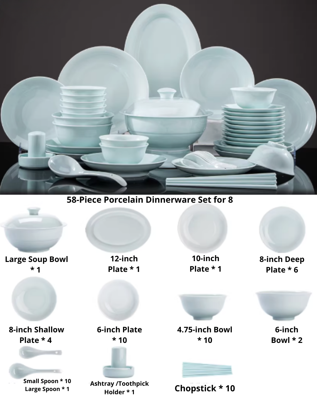Jingdezhen White Porcelain Dinnerware Set – Authentic & Elegant Tableware