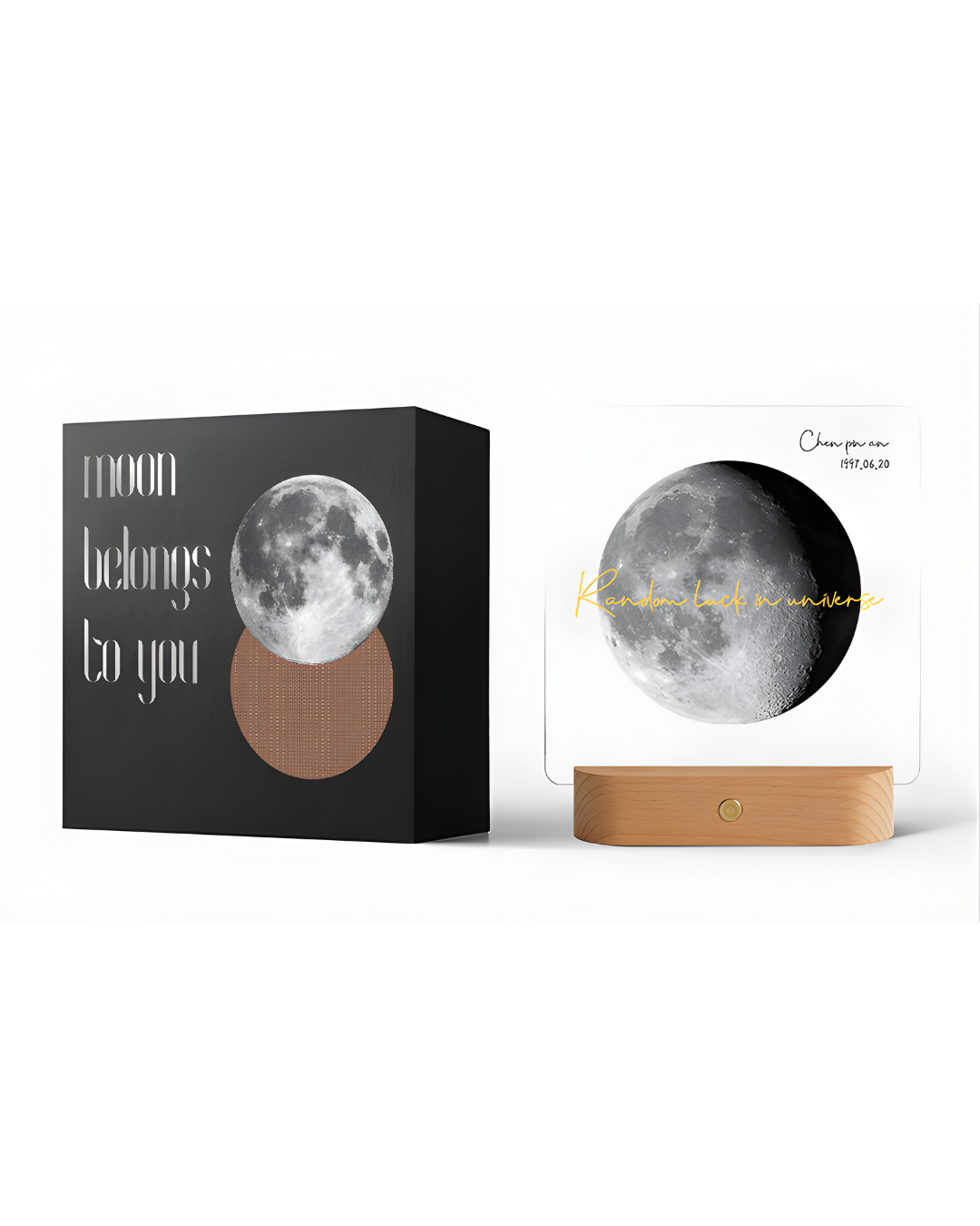 Personalized Illuminated Moon Phase Frame – Custom Name & Date Gift for Couples, Family & Friends