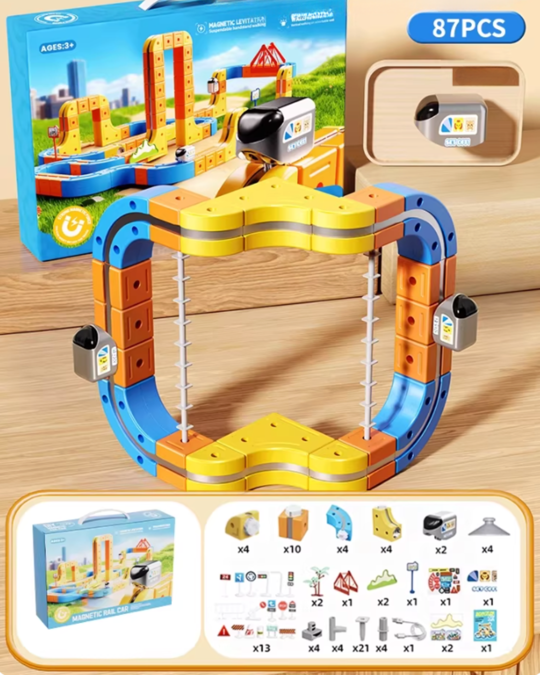 Magnetic Track Car Building Set with Upside-Down Driving