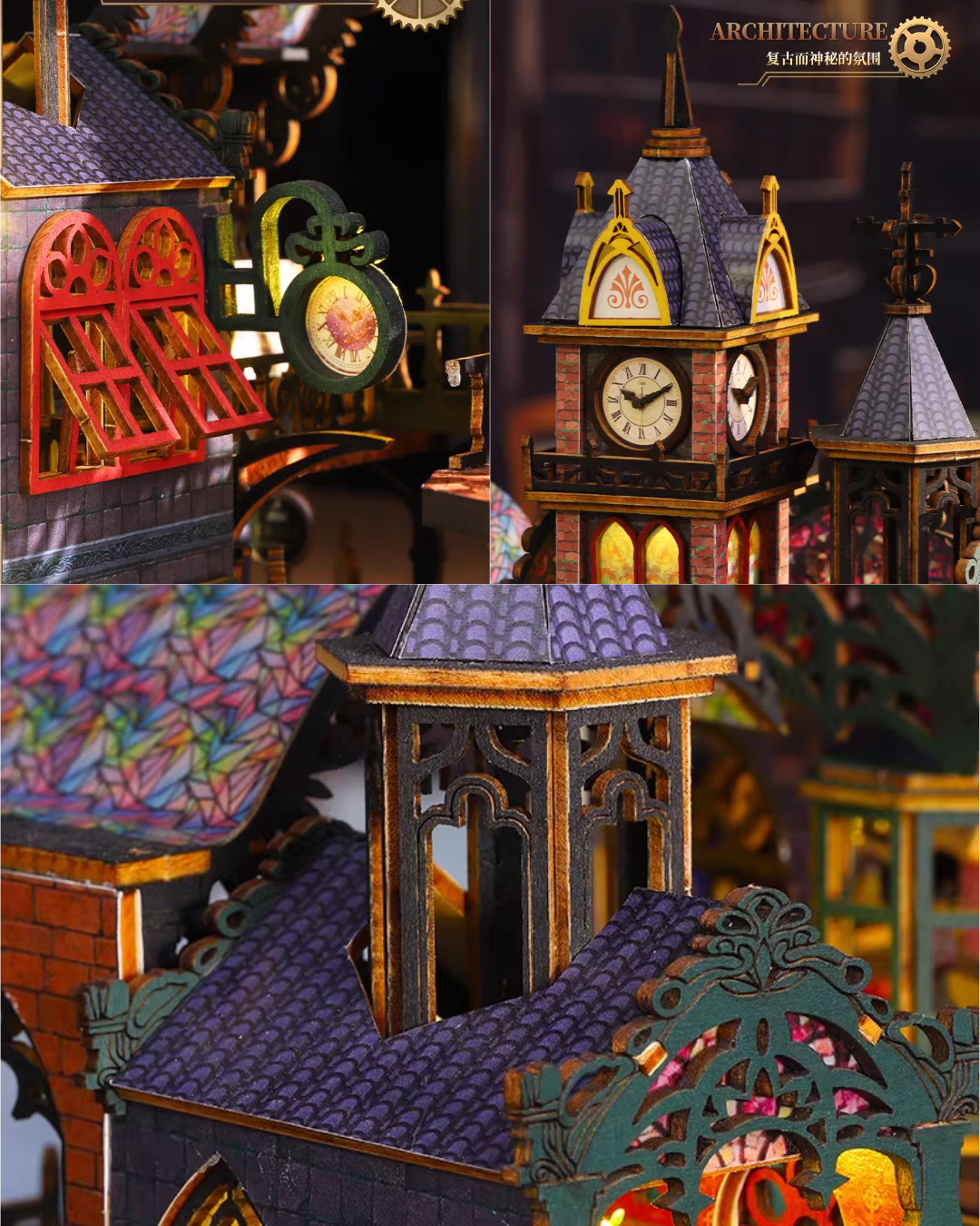 Steampunk DIY Miniature House with Rail Track & LED Lighting